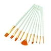10pcs Aquarelle Pinceaux Set Nylon Cheveux Artiste Pinceaux avec Ventilateur Pointe pour Acrylique Huile Gouache Ongles Corps Visage Rock Dessin Arts Artisanat Fournitures Peinture