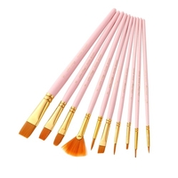 10pcs Aquarelle Pinceaux Set Nylon Cheveux Artiste Pinceaux avec Ventilateur Pointe pour Acrylique Huile Gouache Ongles Corps Visage Rock Dessin Arts Artisanat Fournitures Peinture