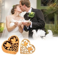 10pcs coeur creux oiseaux en bois suspendus des ornements pour la noce bricolage décoration pendentif