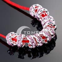 10pcs LACY PINK CRYSTAL SPACER RONDELLE BEADS 6MM jlm10
