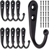 10Pcs Petits Crochets Noirs Fixés Au Mur Avec 20Pcs Vis