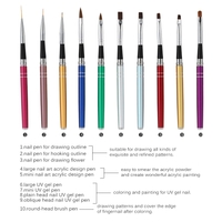 10Pcs Professional Nail Art Design polonais Brush Pen Set Nylon UV Gel peinture trousse ongles pinceau impression décoration