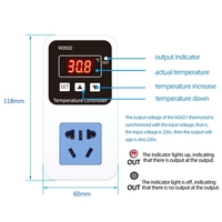110-220V 10A 1500W Contrôleur de température électronique de sortie Monté au mur Commutateur de régulation de température d