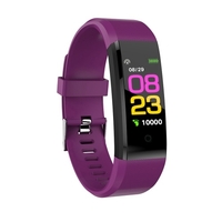 115 plus Smart Bracelet 0.96 pouces TFT Écran 90mAh Fréquence cardiaque Surveillance de la pression artérielle Calorie Fitness IP67 Étanche BT Alarme Montre-bracelet de sport pour Android / iOS