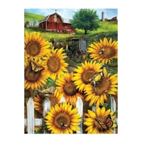 12 * 16 pouces Tournesol DIY 5D Diamant Peinture Kit Plein Foret Diamant Peinture Fleur Motif Acrylique Strass Mosa que Peinture Artisanat Maison Décoration Murale Cadeau Sans Cadre