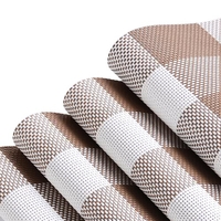 12 * 18 pouces en PVC Plaid de résistant à la chaleur Plaid Woven Placemat Manteau résistant aux taches antidérapant Table à manger lavable Mats Placemats - Set of 4 Black