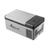 12 / 24V 15L Réfrigérateur de voiture Congélateur Glacière Réfrigérateur automatique Compresseur de réfrigérateur BT Connected App Control / 3 niveaux de tension réglable / Affichage numérique LED pour activités de plein air Camping pique-nique