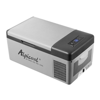 12 / 24V 15L Réfrigérateur de voiture Congélateur Glacière Réfrigérateur automatique Compresseur de réfrigérateur BT Connected App Control / 3 niveaux de tension réglable / Affichage numérique LED pour activités de plein air Camping pique-nique