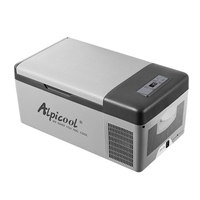 12 / 24V 15L Réfrigérateur de voiture Congélateur Glacière Réfrigérateur automatique Compresseur de réfrigérateur BT Connected App Control / 3 niveaux de tension réglable / Affichage numérique LED pour activités de plein air Camping pique-nique