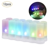 12 bougies sans flamme PCS réalistes LED bougies chauffe-plat sans fil 6 couleurs changeantes bougies
