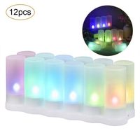 12 bougies sans flamme PCS réalistes LED bougies chauffe-plat sans fil 6 couleurs changeantes bougies