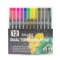 12 couleurs stylos pinceaux à double pointe ensemble de marqueurs d