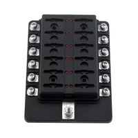 12 Fusée Blade Fusible Boîte Porte-Fusible Blocs avec Indicateur LED Rouge 10 Pcs Fusibles 10Pcs Terminaux pour Voiture Bateau Marine Caravane Camion 12V 24V