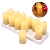 12 PCS Bougies sans flamme rechargeables Réaliste Jaune chaud LED Bougies de pilier sans fil Bougies électriques avec flamme scintillante pour Noël Halloween Festivals Décoration de fête de mariage