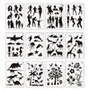 12 pcs Dessin Pochoirs Kit Personnes Animaux Plantes Motif Modèles Réutilisables pour DIY Artisanat Journal Cahier Journal Scrapbooking Carte Décoration Peinture École Art Projet