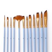 12 Pcs Fine Detail Paint Brush Set Double Couleur Taklon Pinceaux à Cheveux pour Miniature Acrylique Peinture À L