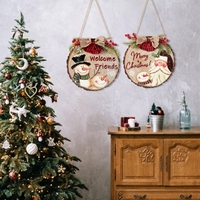 12 pouces père noël noël bois suspendus signe joyeux noël porte avant signe couronne porte cintre signe pour mur rustique ferme fête décoration