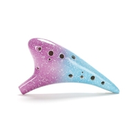 12 trous en céramique Ocarina AltoC Style étoilé Instrument de musique avec lanière Music Score Sac de protection pour les mélomanes et les apprenants