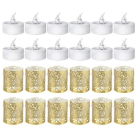 12Pcs électronique sans flamme bougie lampes blanc chaud clignotant avec papiers creux proposition fête d