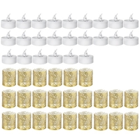 12Pcs électronique sans flamme bougie lampes blanc chaud clignotant avec papiers creux proposition fête d