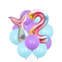 12PCS Mermaid Tail Balloons Birthday Party Decorations Set Boys Girls Birthday Party Supplies Reusable Foil Balloons for Baby Shower Birthday Party Decorations
