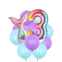 12PCS Mermaid Tail Balloons Birthday Party Decorations Set Boys Girls Birthday Party Supplies Reusable Foil Balloons for Baby Shower Birthday Party Decorations