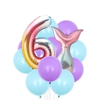 12PCS Mermaid Tail Balloons Birthday Party Decorations Set Boys Girls Birthday Party Supplies Reusable Foil Balloons for Baby Shower Birthday Party Decorations