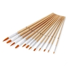 12pcs pinceaux sertie de bouts pointus plats et ronds poils en nylon poignée en bois dessin professionnel pinceau