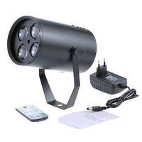 12W Mini 4 LEDs Motif RGBW Stage de lumière 4 Patterns Effet Aluminum Lamp son Support Activation Auto Run Télécommande IR pour Indoor Party KTV Club Disco Pub Bar Banquet école Montrer mariage