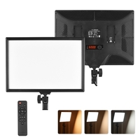 14 pouces carré LED panneau de lumière vidéo 90W Studio photographie lumière de remplissage 272pcs LED perles 3000K-6000K Dimmable CRI90 + avec adaptateur secteur télécommande pour Vlog Live Streaming Portrait photographie