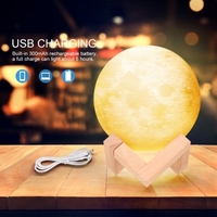 16 couleurs Creative Moon Lamp 3D Lampe lunaire imprimée LED Night Light 12cm / 4.7in avec support à télécommande pour enfants filles anniversaire Thanksgiving cadeaux de Noël