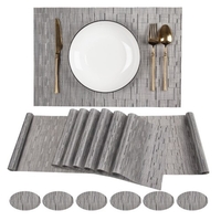 16 pièces ensemble de table à manger chemin de table napperons caboteur PVC antidérapant résistant à la chaleur tapis de table lavable résistant aux taches napperons pour dîner de famille maison cuisine table à manger festival fête décoration pi