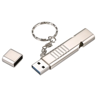 16GB USB3.0 U Disk Whistle USB Flash Drive 2-en-1 Design Portable U Disk Matériau en alliage de zinc Solide et durable Plug and Play Argent