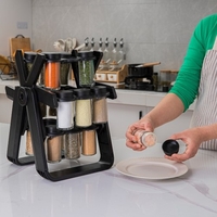 18 pièces pot support à épices 360 ° rotation grande roue support à épices assaisonnement organisateur assaisonnement support tour pour comptoir de cuisine