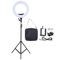 18 Pouces LED Lampe Anneau Luminaire Lampe de Remplissage Studio Photographie Éclairage 55W Luminosité Réglable 3200-5500K Température de Couleur avec Porte-Froid Sac de Transport Base de Chaussure Froid + 2m / 6.6ft Support de Lumière
