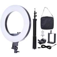 18 Pouces LED Lampe Anneau Luminaire Lampe de Remplissage Studio Photographie Éclairage 55W Luminosité Réglable 3200-5500K Température de Couleur avec Porte-Froid Sac de Transport Base de Chaussure Froid + 2m / 6.6ft Support de Lumière