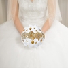 18cm broche de mariage fait à la main diamant mariée Bouquet Satin Rose fleur avec des perles artificielles strass décorés pour fournitures de mariage de mariée - blanc et or