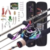 1.8m-2.1m canne à pêche portable + moulinet Baitcasting roue de pêche dur leurre souple ligne de pêche matériel de pêche sac ensemble Kit ensemble de pêche portable pour la pêche de voyage