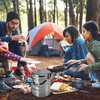 1L acier inoxydable bouilloire de cuisson portable camping en plein air pot de randonnée avec poignée pliable