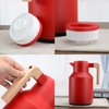 1L Carafe à café thermique Carafe thermique à double paroi Thermos Pot avec poignée en bois Bouilloire à eau Flacon isolé Carafe à thé Maintien au chaud et au froid