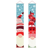2 bannières de porte de Noël,  signe de porche du père Noël suspendu drapeau de bannière pour décorations de fête de Noël en plein air à l
