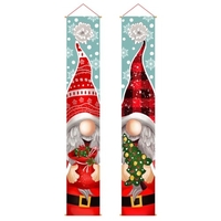 2 bannières de porte de Noël,  signe de porche du père Noël suspendu drapeau de bannière pour décorations de fête de Noël en plein air à l