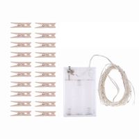 2 mètres 20 LED Fil de Cuivre Fée Guirlande Lumineuse 3 * AA B-batterie Alimenté Cellule Opertaed avec 20 Photos en Bois Pince Clip Flexible Pliable Pliable Design Blanc Chaud pour la Maison Fête Usage"idien DIY Décoration Noël Noël Thanksgivin
