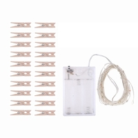 2 mètres 20 LED Fil de Cuivre Fée Guirlande Lumineuse 3 * AA B-batterie Alimenté Cellule Opertaed avec 20 Photos en Bois Pince Clip Flexible Pliable Pliable Design Blanc Chaud pour la Maison Fête Usage"idien DIY Décoration Noël Noël Thanksgivin