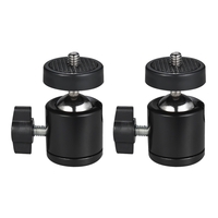 2 pcs 360 Degrés Pivotant Mini Rotule Trépied Rotule avec 1/4 "Vis Fil Mont Base pour DLSR Caméra Caméscope LED Lumière Support