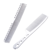 2 Pcs Salon peigne avec échelle professionnelle coiffeur coiffure en acier peigne en métal coupe de cheveux peigne