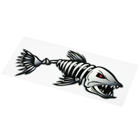 2 Pièces Poissons Poissons Stickers Bouche Skeleton Poissons Autocollants Bateau de Pêche Canoë Kayak Graphisme Accessoires