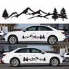 2 pièces voiture côté corps autocollants noir montagne décalcomanies arbre forêt personnalisé PVC graphique voiture décalcomanies accessoires