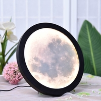 20 CM maison lune miroir maquillage miroir bois cadre luminosité réglable USB alimentation décor à la maison
