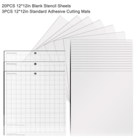 20 feuilles de pochoir vierges PCS 12x12 po avec tapis de découpe de remplacement 3 pcs quadrillé
